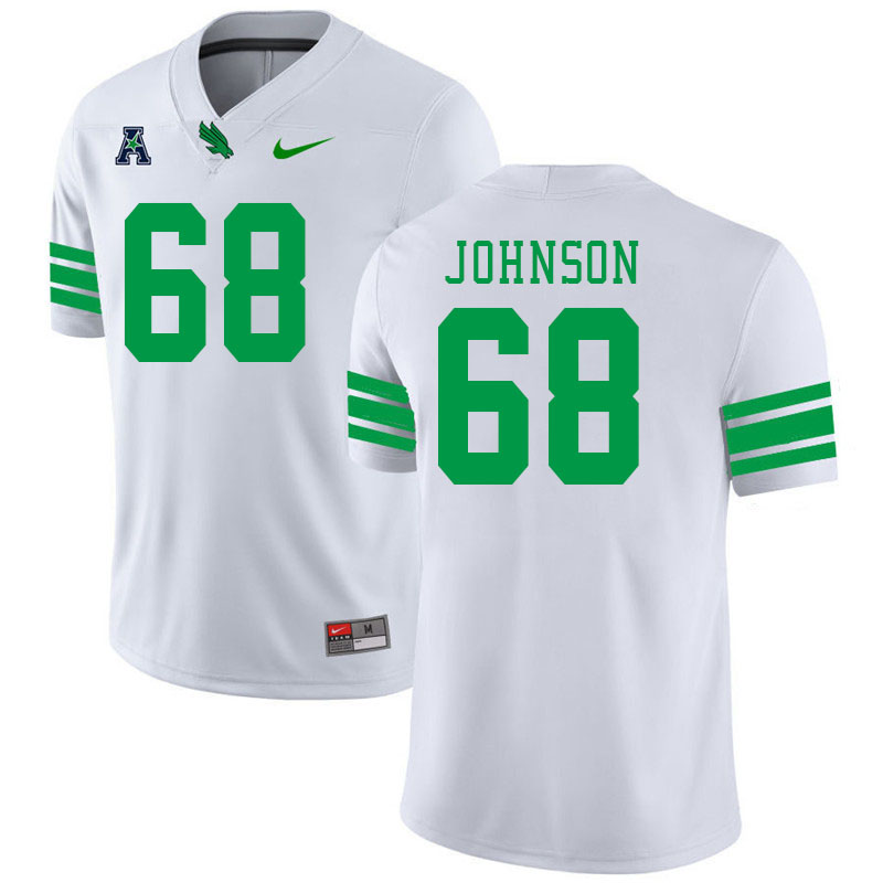 #68 Keon Johnson North Texas Mean Green College Football Jerseys Stitched-White